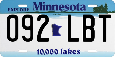 MN license plate 092LBT