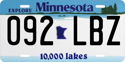 MN license plate 092LBZ