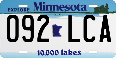 MN license plate 092LCA