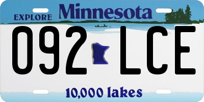 MN license plate 092LCE