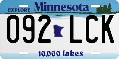 MN license plate 092LCK