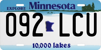 MN license plate 092LCU