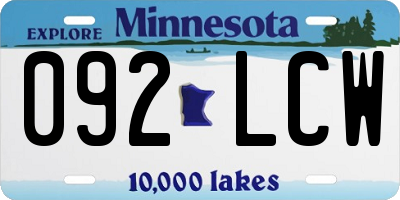 MN license plate 092LCW