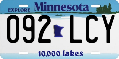 MN license plate 092LCY