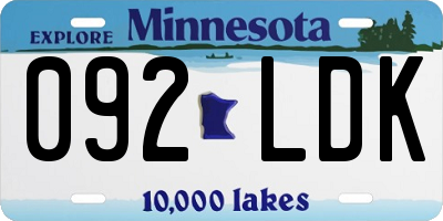 MN license plate 092LDK