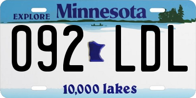 MN license plate 092LDL