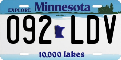 MN license plate 092LDV