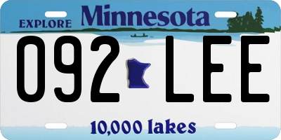 MN license plate 092LEE