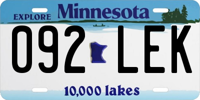 MN license plate 092LEK