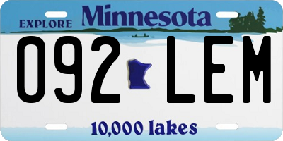 MN license plate 092LEM