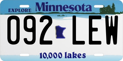 MN license plate 092LEW