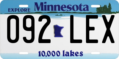 MN license plate 092LEX