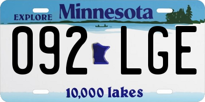 MN license plate 092LGE