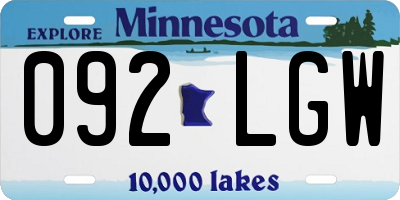 MN license plate 092LGW