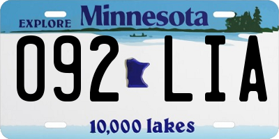 MN license plate 092LIA
