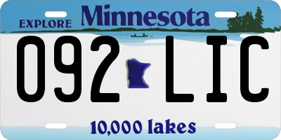 MN license plate 092LIC