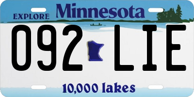 MN license plate 092LIE