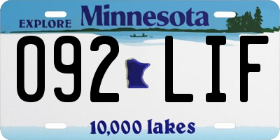 MN license plate 092LIF