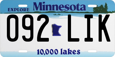 MN license plate 092LIK