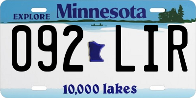 MN license plate 092LIR