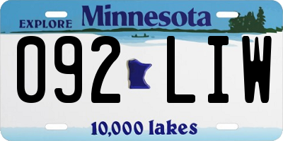 MN license plate 092LIW