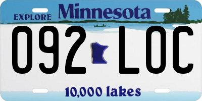 MN license plate 092LOC