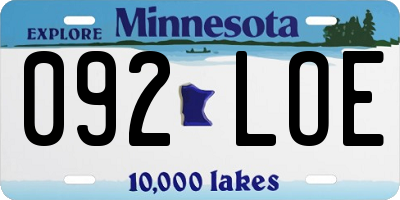 MN license plate 092LOE