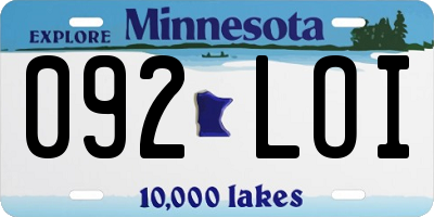 MN license plate 092LOI