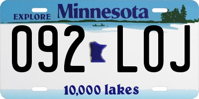 MN license plate 092LOJ