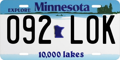 MN license plate 092LOK