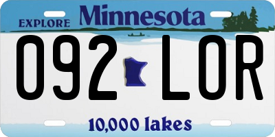 MN license plate 092LOR