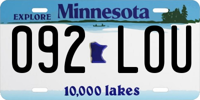 MN license plate 092LOU