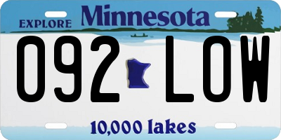 MN license plate 092LOW