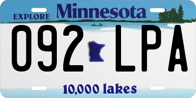 MN license plate 092LPA