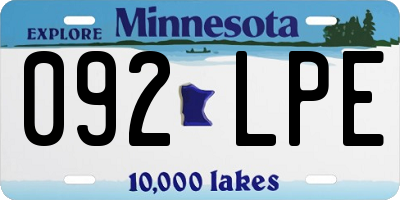 MN license plate 092LPE