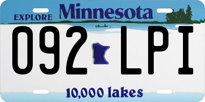 MN license plate 092LPI