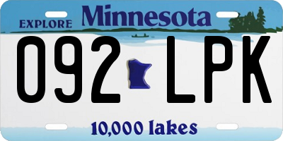MN license plate 092LPK