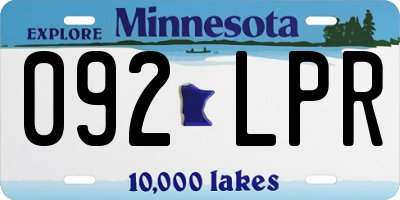 MN license plate 092LPR