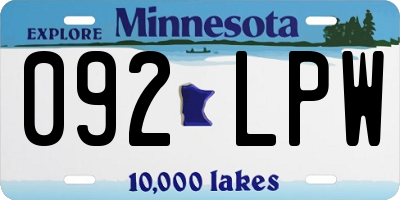 MN license plate 092LPW