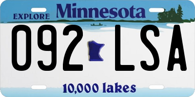 MN license plate 092LSA