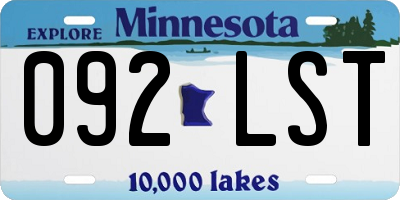 MN license plate 092LST