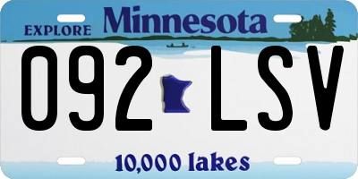 MN license plate 092LSV