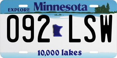 MN license plate 092LSW