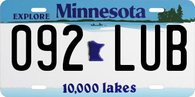 MN license plate 092LUB