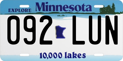 MN license plate 092LUN