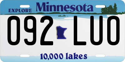 MN license plate 092LUO