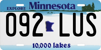 MN license plate 092LUS