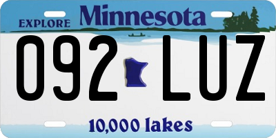 MN license plate 092LUZ