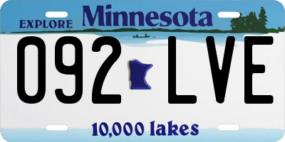 MN license plate 092LVE
