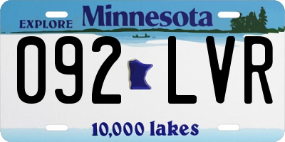 MN license plate 092LVR
